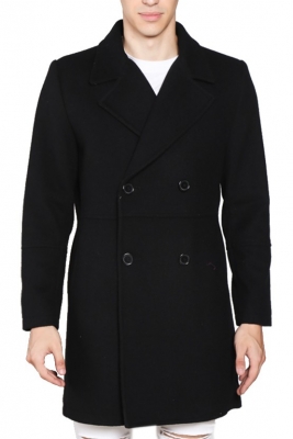 Men's Double Breasted Long Trench Coat