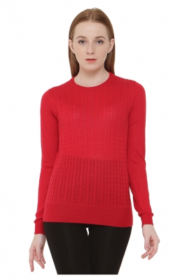 Ladies Wool Round Neck Cable Pullover