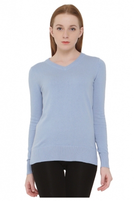 Ladies Cotton Pullover w Contrast Knit Back Panel