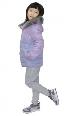 Kids Colour Block Down Jacket with fleece lining