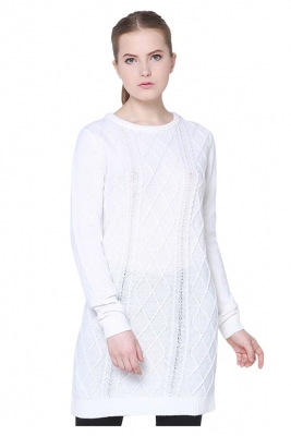 Wool Round Neck Cable Dress