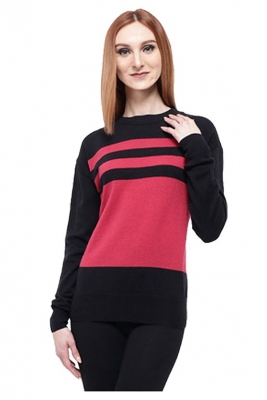 Ladies Round Neck Stripe Sweater