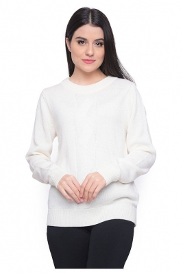 Round Neck Front Cable Sweater