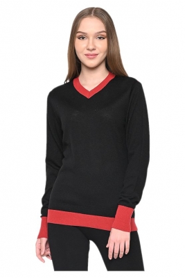 V-Neck sweater with contrast cuff