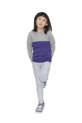 Kids Wool Pullover in Cable/Colour Block