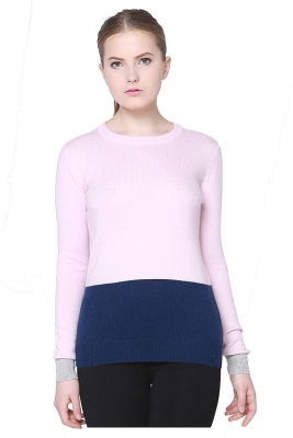 Cashmere Round Neck Colour Block Pullover