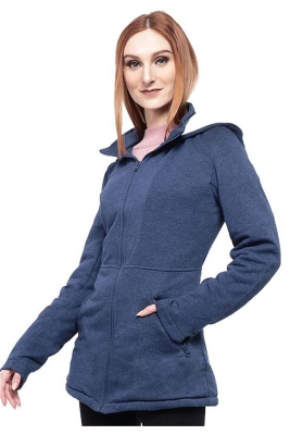 Ladies Long Fleece Jacket with Sherpa Lining