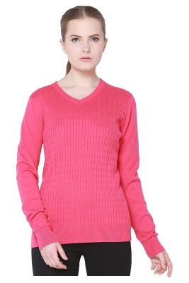 Cotton V-Neck Cable Pullover
