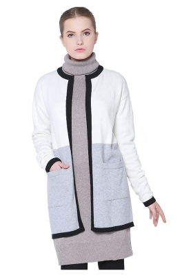 Cotton Colour Block Long Cardigan