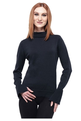 Hi Neckline Sweater w sleeve slit